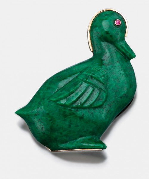 A Mellerio Jade Duck Brooch