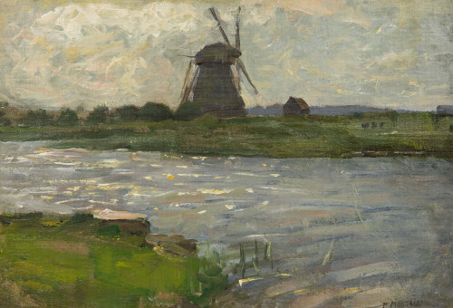 Oostzijdse mill at the Gein river, viewed from Landzicht Farm