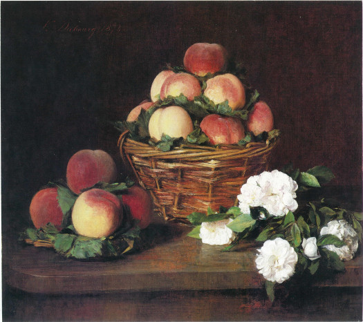 Stillife with flowers and peaches