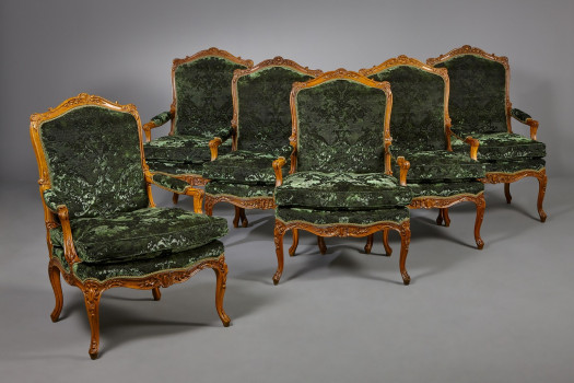 Ensemble van zes Louis XV fauteuils à la Reine