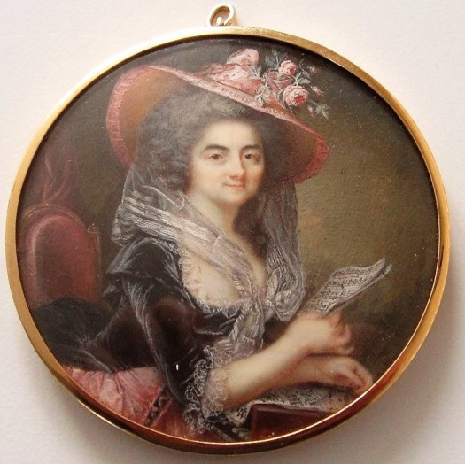 Portraitminiature of a Lady, sitting at her pianoforte