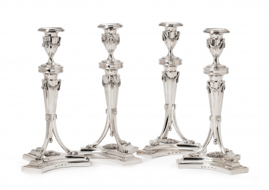 Set of four Dutch Silver Candlesticks